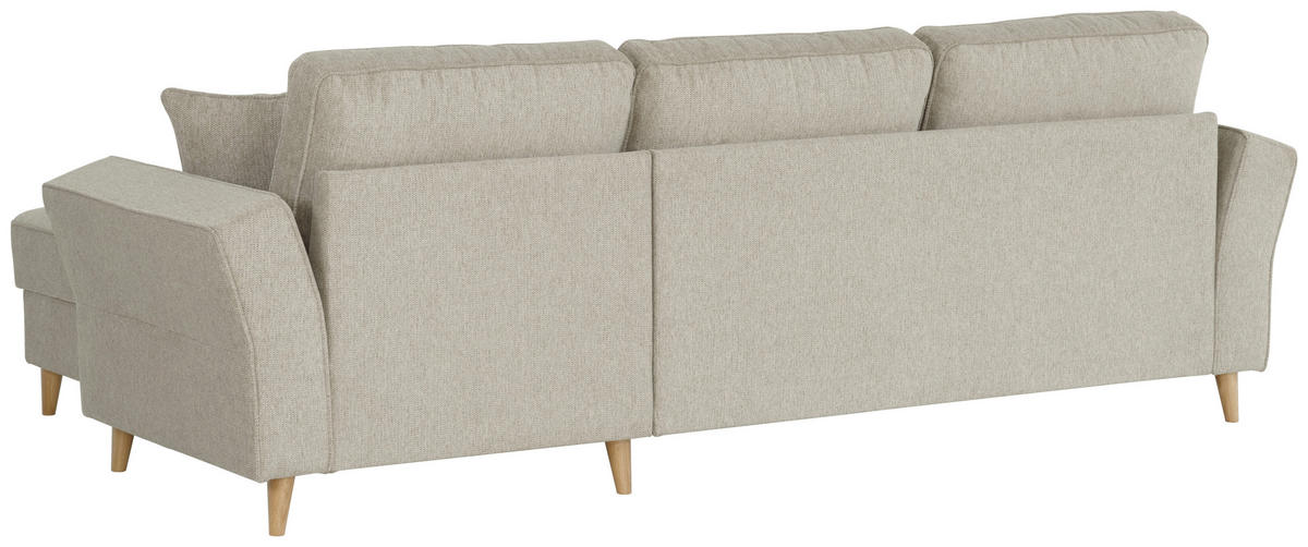 ECKSOFA in Flachgewebe Taupe  - Taupe/Eichefarben, KONVENTIONELL, Holz/Textil (265/159cm) - Carryhome