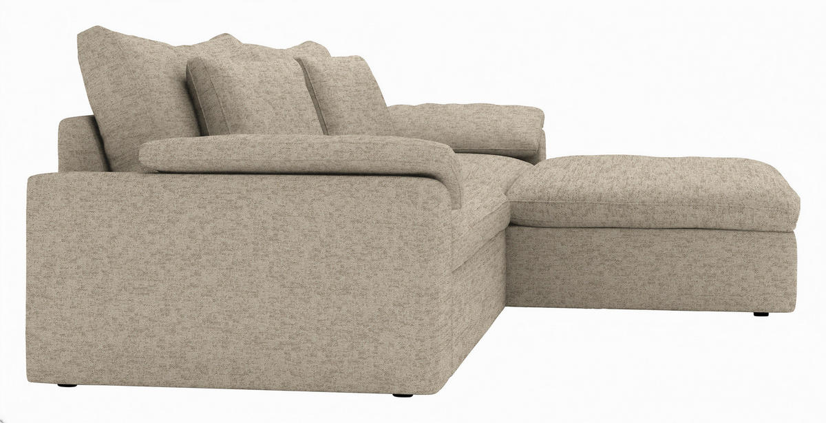 ECKSOFA Flachgewebe Creme  - Creme/Schwarz, Modern, Kunststoff/Textil (306/198cm) - Carryhome