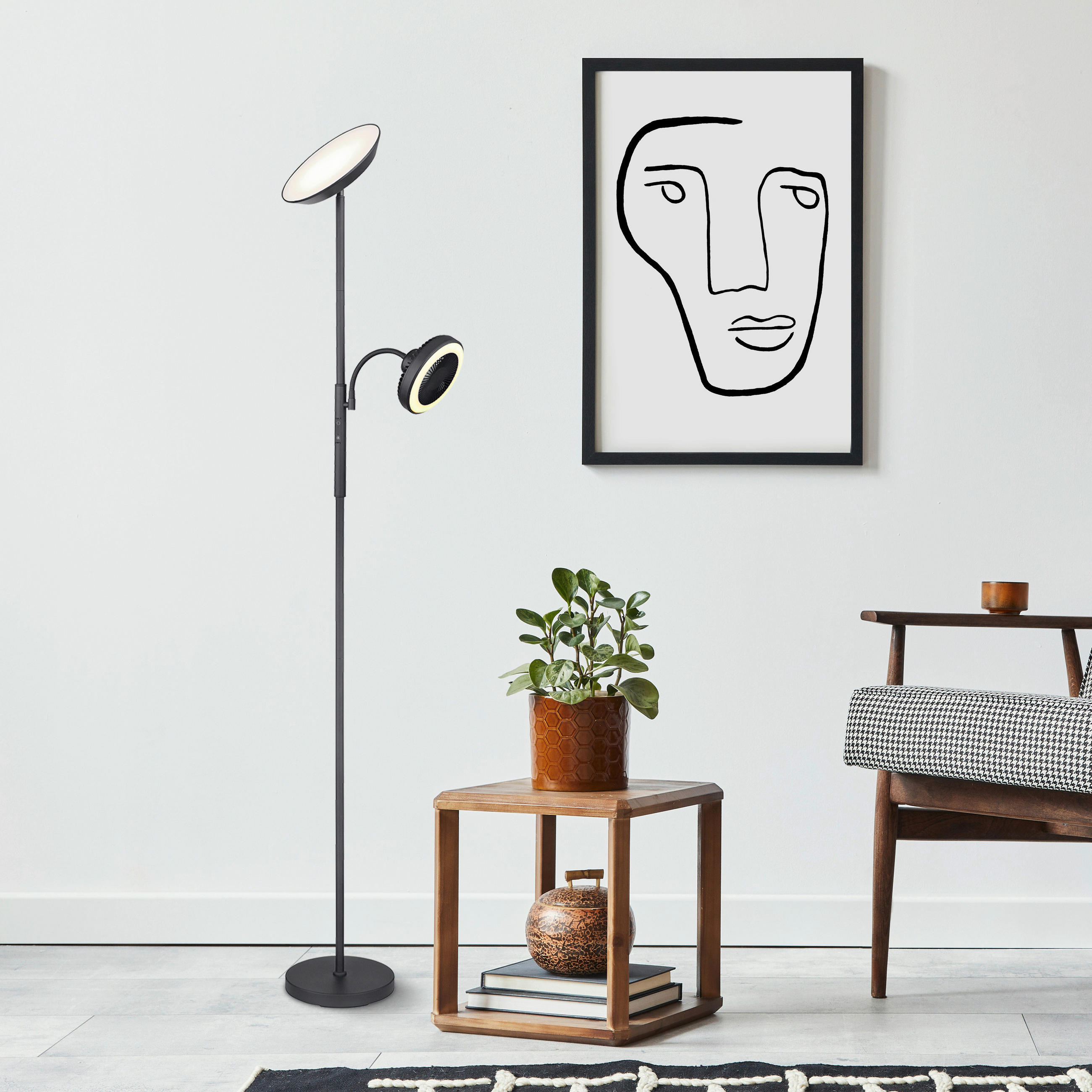 LED-STEHLEUCHTE 33,7/25/178 cm    - Opal/Schwarz, KONVENTIONELL, Kunststoff/Metall (33,7/25/178cm) - Globo