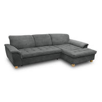 ECKSOFA 279/170 cm  in Mikrofaser Dunkelgrau Bettkasten, Schlaffunktion, Kopfteilverstellung  279/170 cm  - Eichefarben/Dunkelgrau, KONVENTIONELL, Holz/Textil (279/170cm) - MID.YOU