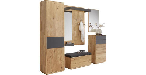GARDEROBENPANEEL 90/134/35 cm - Eichefarben/Anthrazit, Natur, Glas/Holz (90/134/35cm) - Valnatura