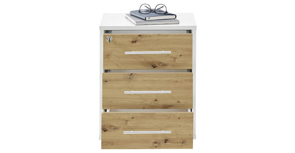 ROLLCONTAINER Eiche Artisan - Silberfarben/Eiche Artisan, MODERN, Holzwerkstoff/Kunststoff (43/56/42cm) - Carryhome