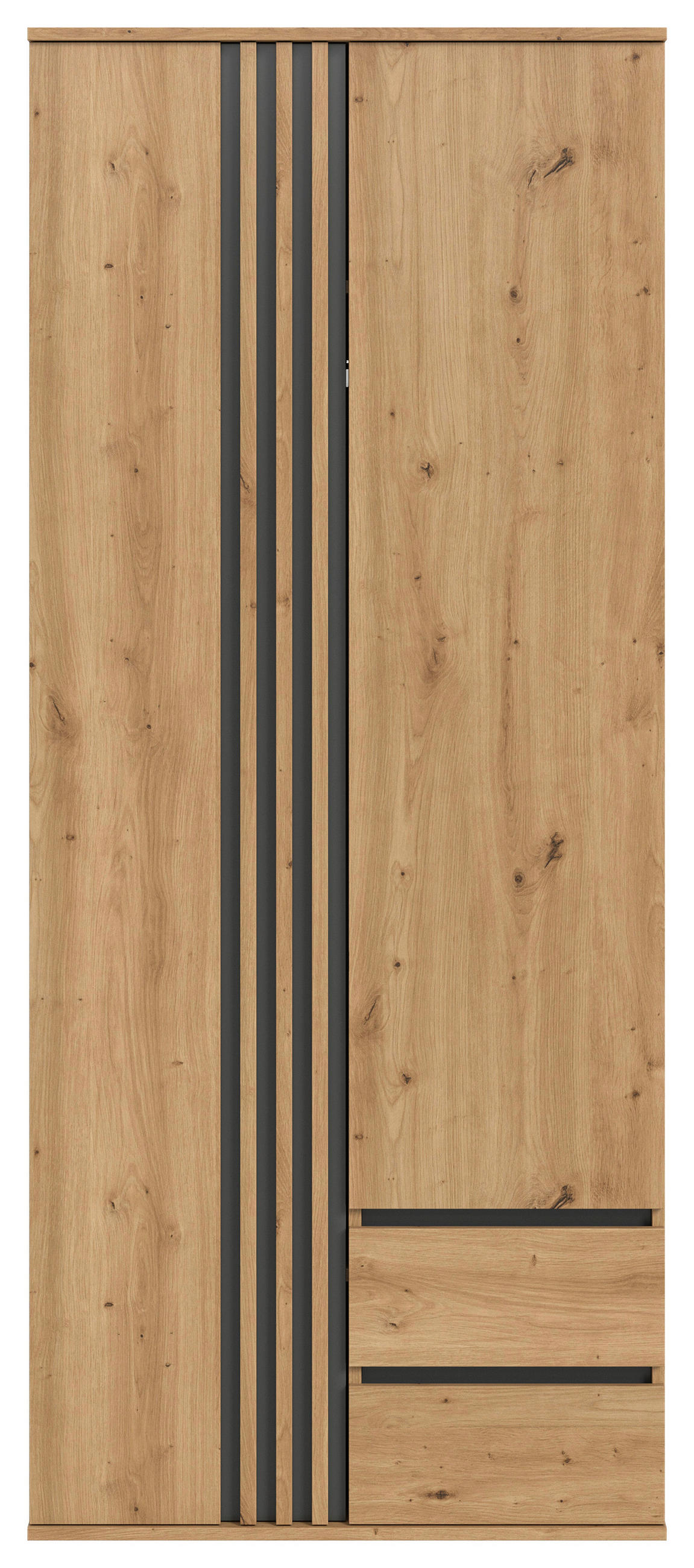 DREHTÜRENSCHRANK 80/192/56 cm,  in Anthrazit, Eiche Artisan, 2-türig  - Anthrazit/Eiche Artisan, ROMANTIK / LANDHAUS, Holzwerkstoff (80/192/56cm) - Livetastic