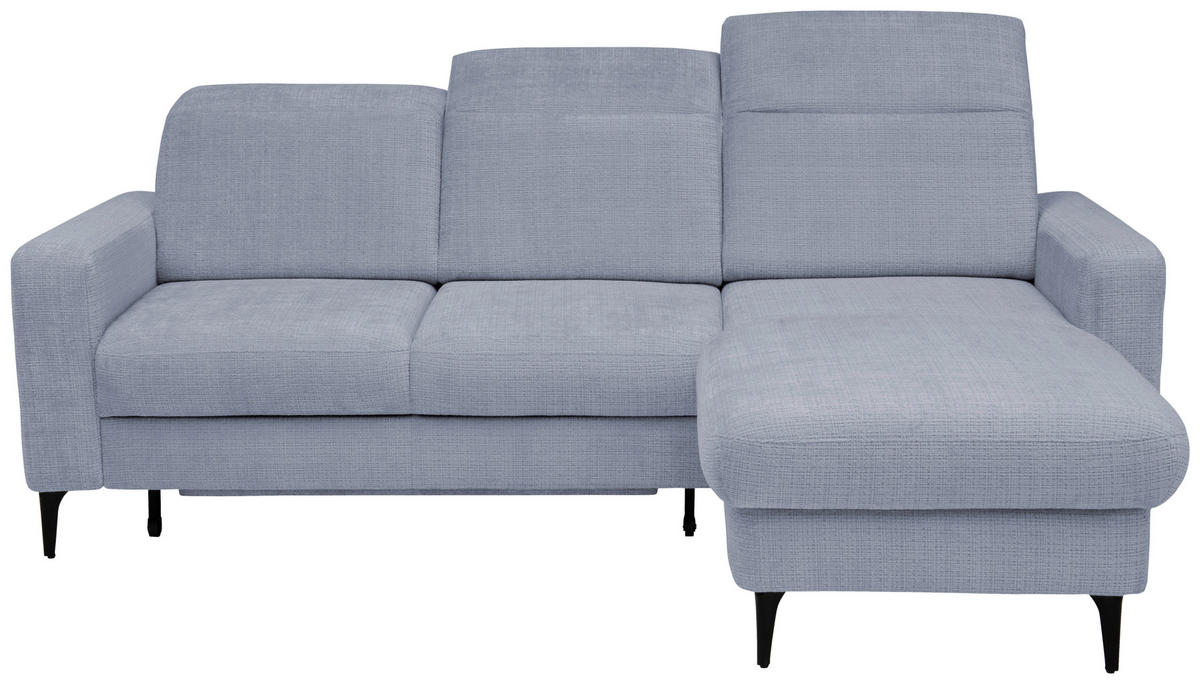 ECKSOFA FABIO Blau Chenille Bettkasten, Kopfteilverstellung  - Blau/Schwarz, Design, Textil/Metall (174/223cm) - Livetastic