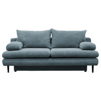 SCHLAFSOFA Cord Türkis  inkl. Rückenkissen, Armlehnenkissen, Bettkasten, Schlaffunktion  - Türkis/Schwarz, Design, Holz/Textil (202/85/99cm) - P & B