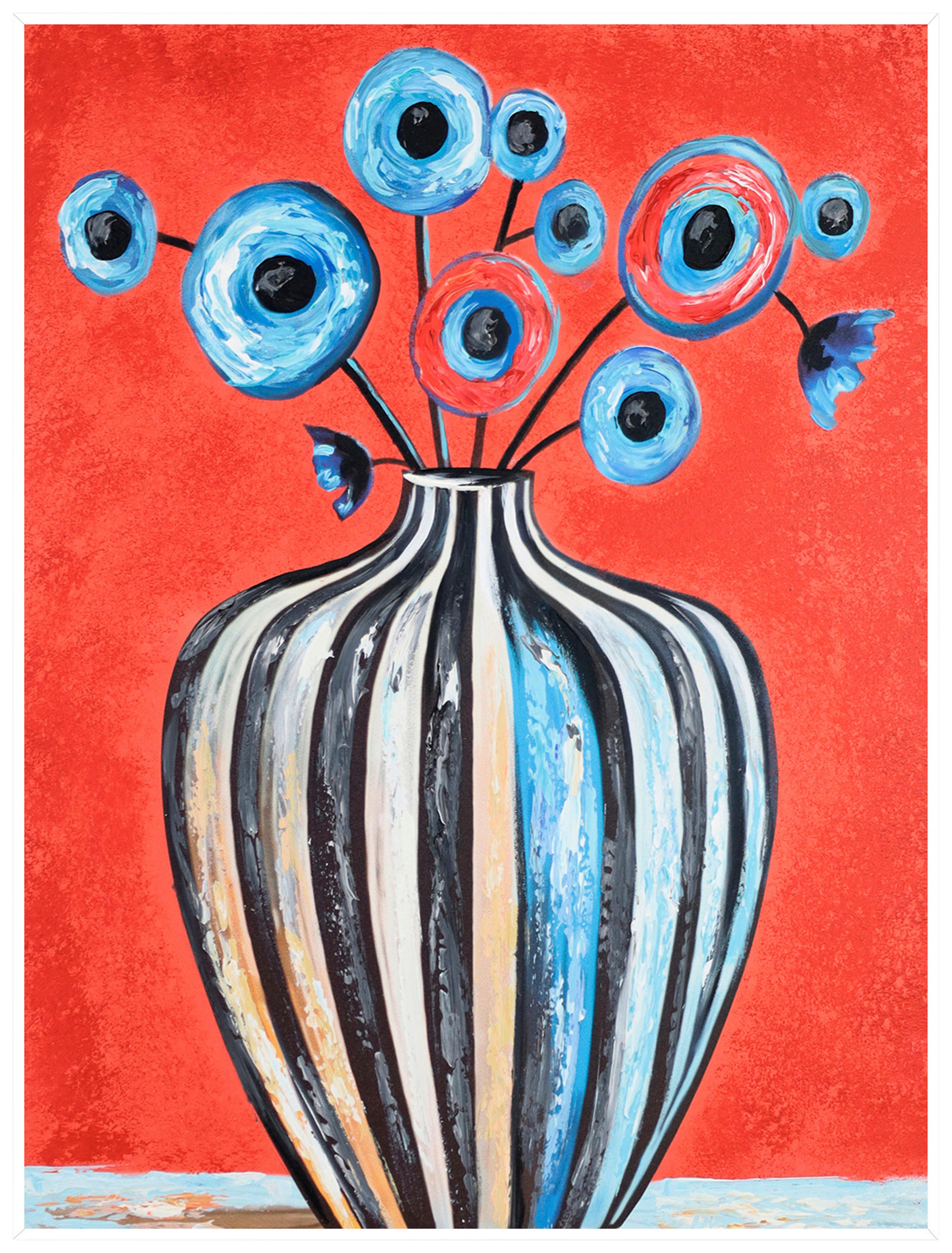 ÖLGEMÄLDE Blumen, Ornamente, Pflanzen 60/80 cm  - Multicolor/Weiß, Design, Holzwerkstoff/Textil (60/80cm) - Monee