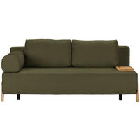 SCHLAFSOFA  mit Stoffauswahl, Armlehnen seitenverkehrt montierbar, Armteil links Mikrofaser Olivgrün  - Naturfarben/Olivgrün, Design, Holz/Textil (211/88/102cm) - Niels Andersson