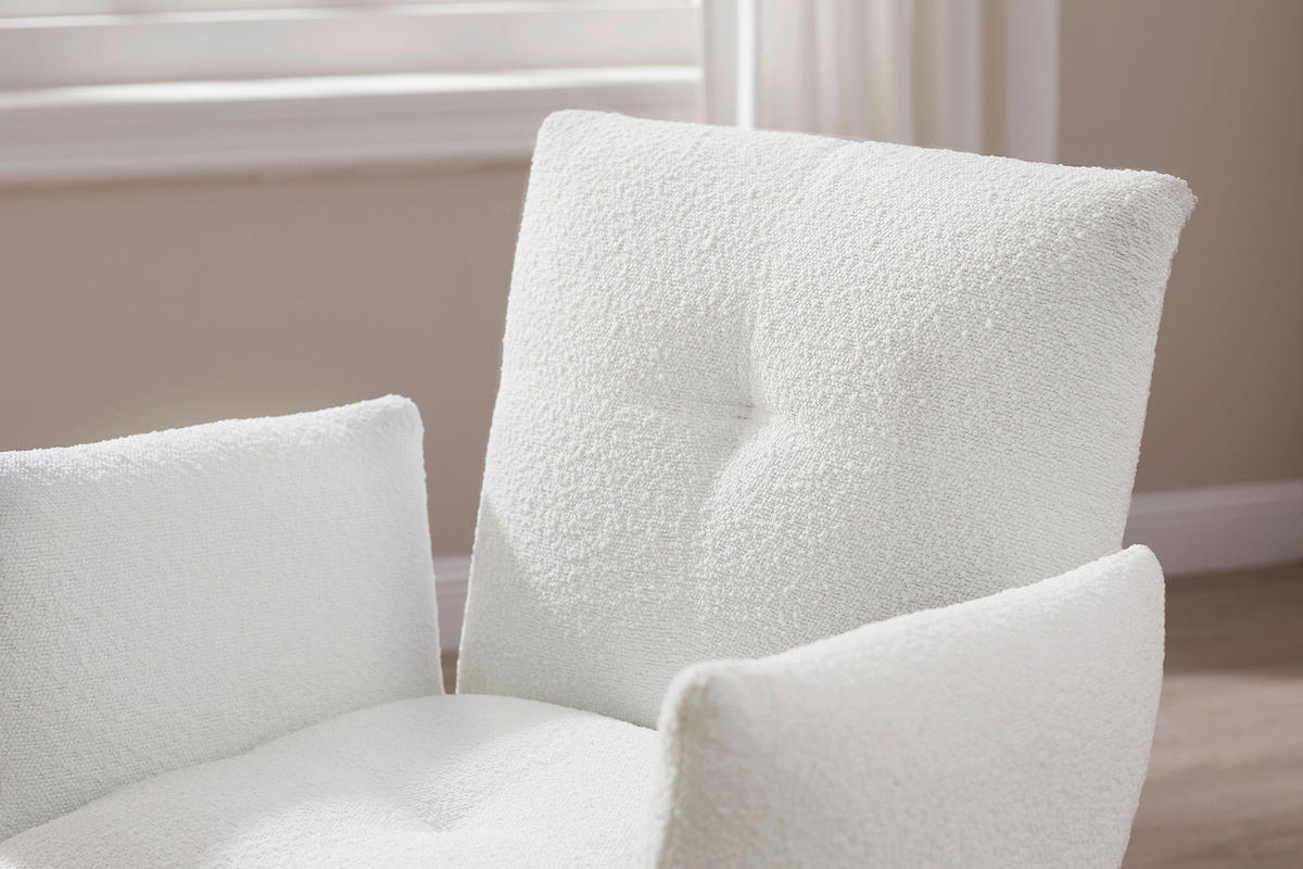 ŽIDLE S PODRUČKAMI, buklé, bílá - bílá/černá, Moderní, kov/textil (73,5/87/64,5cm) - Livetastic
