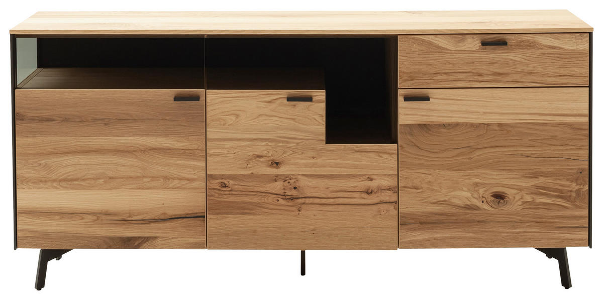 SIDEBOARD Anthrazit, Eichefarben  182/72/43 cm  - Eichefarben/Anthrazit, Design, Glas/Holz (182/72/43cm) - Schöner Wohnen