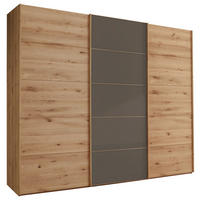 SCHWEBETÜRENSCHRANK in Dunkelbraun, Eiche Bianco  - Eiche Bianco/Dunkelbraun, Natur, Glas/Holz (300/236/67cm) - Linea Natura