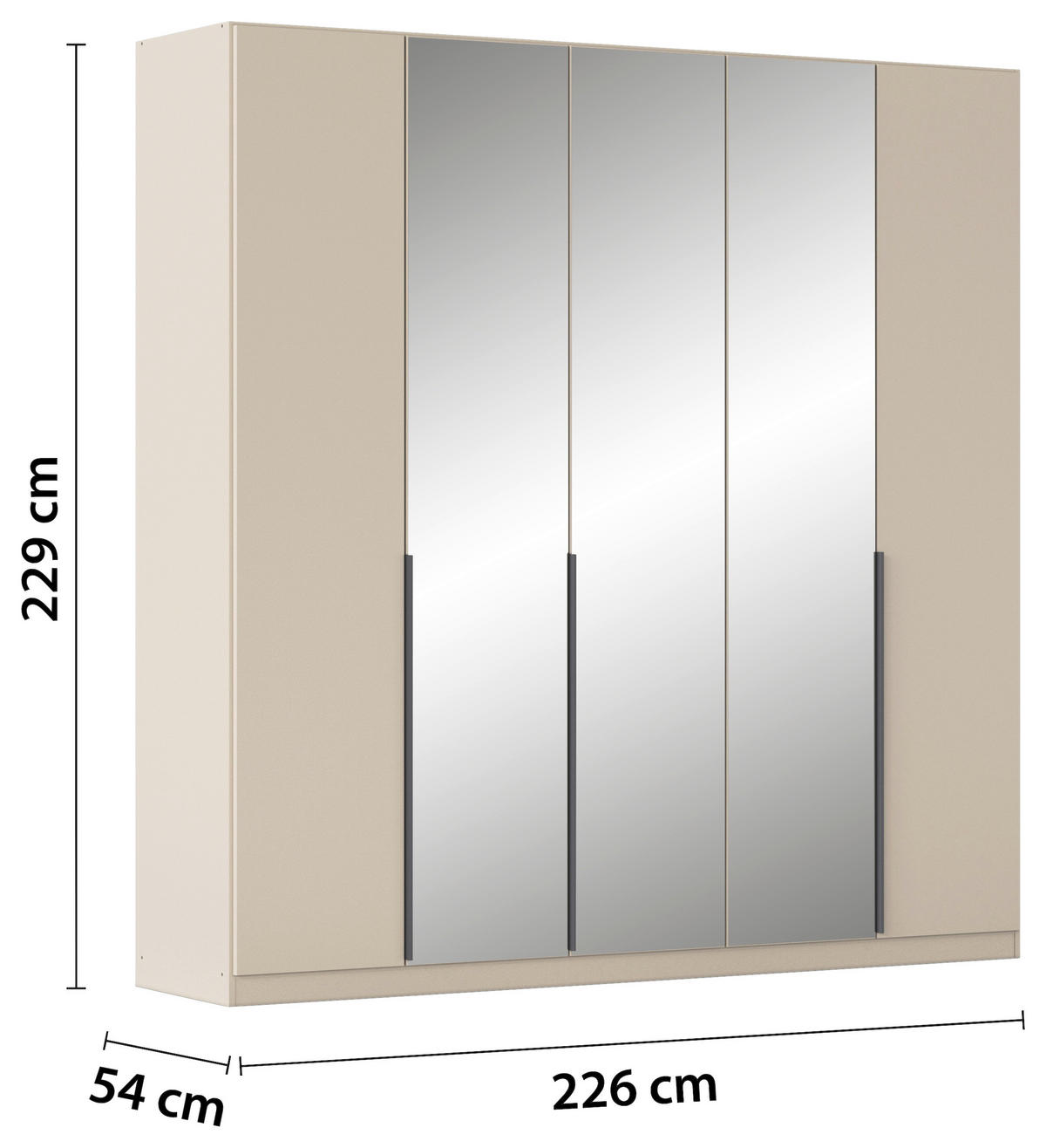 DREHTÜRENSCHRANK in Champagner  - Champagner/Grau, Modern, Holzwerkstoff/Metall (226/229/54cm) - Rauch Möbel