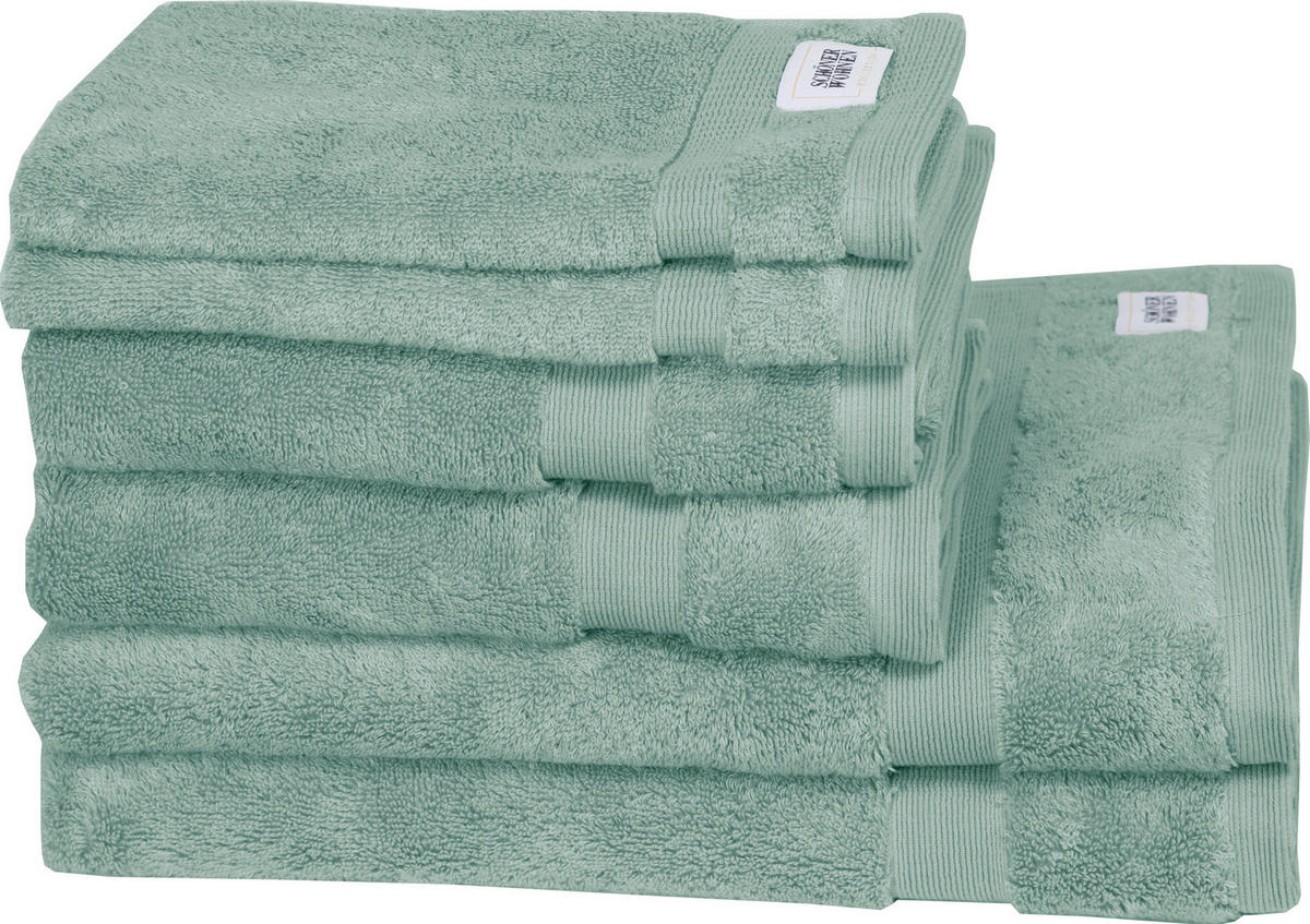 FROTTIERSET SW-Cuddly Grün, Mintgrün, Pastellgrün, Salbeigrün 6-teilig  - Salbeigrün/Pastellgrün, Basics, Textil - Schöner Wohnen