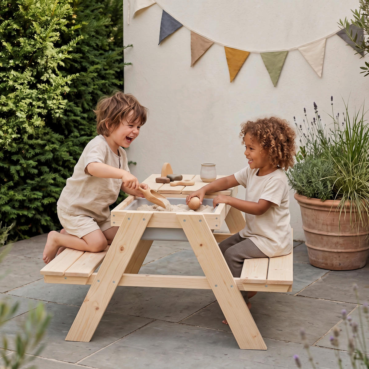 KINDERSPIELTISCH  - Naturfarben/Grau, Basics, Holz/Kunststoff (89/50/85,5cm) - Roba