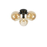 DECKENLEUCHTE  40/20 cm    - Bernsteinfarben/Schwarz, Design, Glas/Metall (40/20cm) - Markslöjd