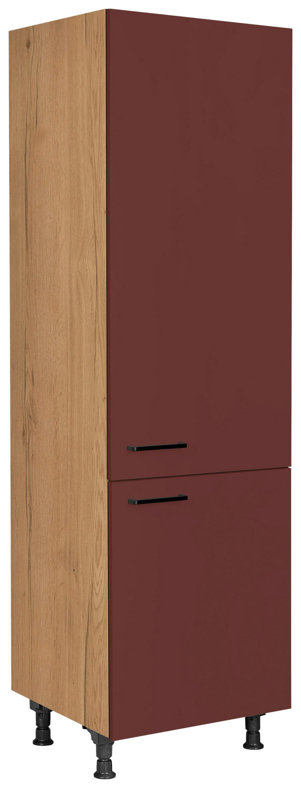 Nobilia Geräteumbauschrank Easytouch Rot, Eiche 60x216.6x58 cm