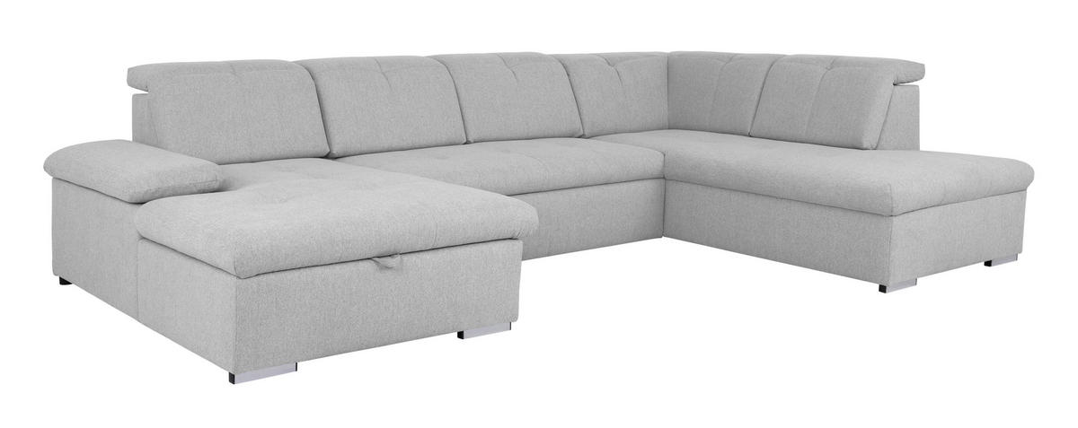 WOHNLANDSCHAFT Hellgrau  - Hellgrau/Grau, Design, Textil/Metall (173/328/215cm) - MID.YOU