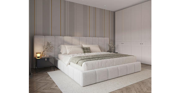 POLSTERBETT gepolstertes Kopfteil, Lattenrost, Bettkasten Beige 160/200 cm  - Beige/Schwarz, Design, Holz/Kunststoff (160/200cm) - Carryhome