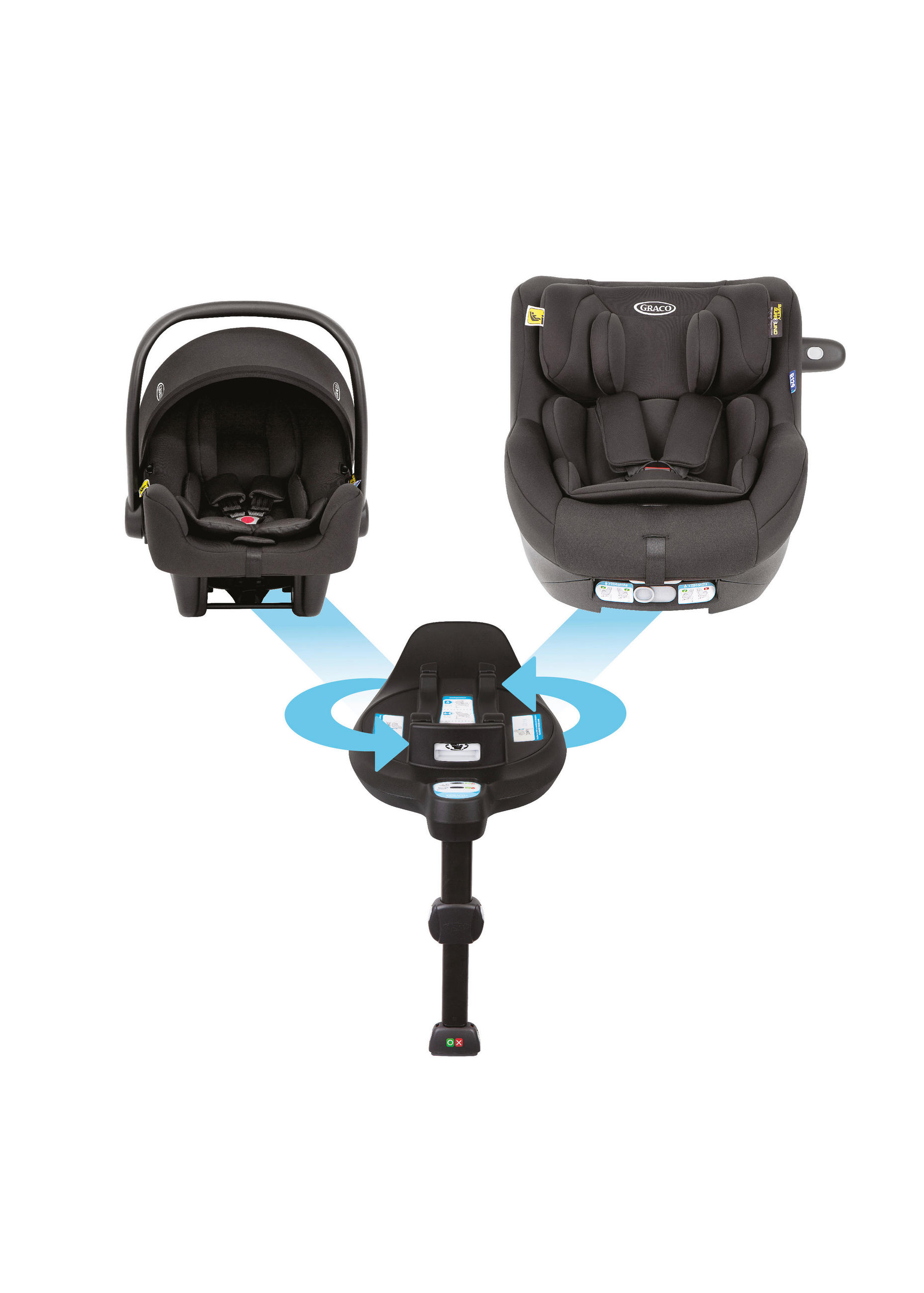 KINDERSITZ-SET Snug Turn Bundle Midnight   - Schwarz, Basics, Kunststoff/Textil (66/43/58cm) - Graco