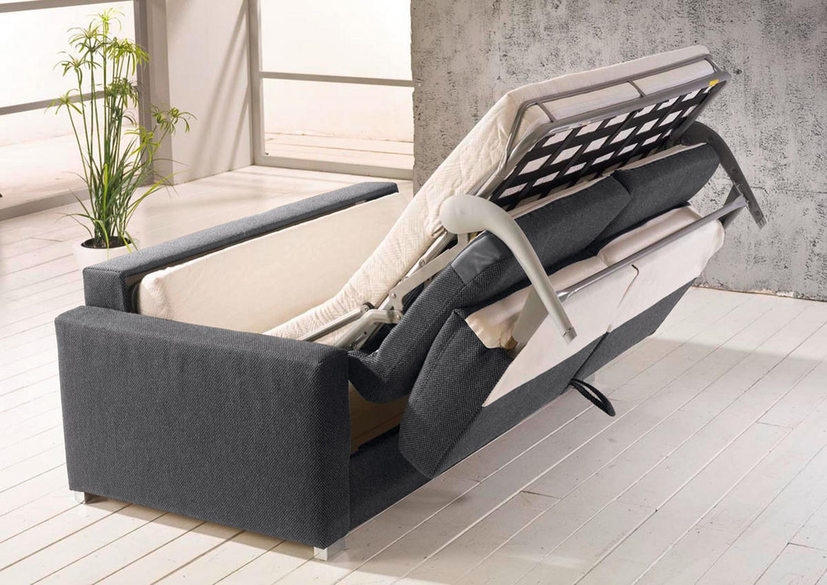 SCHLAFSOFA in Grau  - Chromfarben/Grau, Konventionell, Metall (188/86/97cm) - Novel