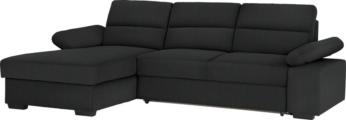 ECKSOFA Schwarz Webstoff  - Dunkelbraun/Schwarz, KONVENTIONELL, Kunststoff/Textil (166/258cm) - Cantus