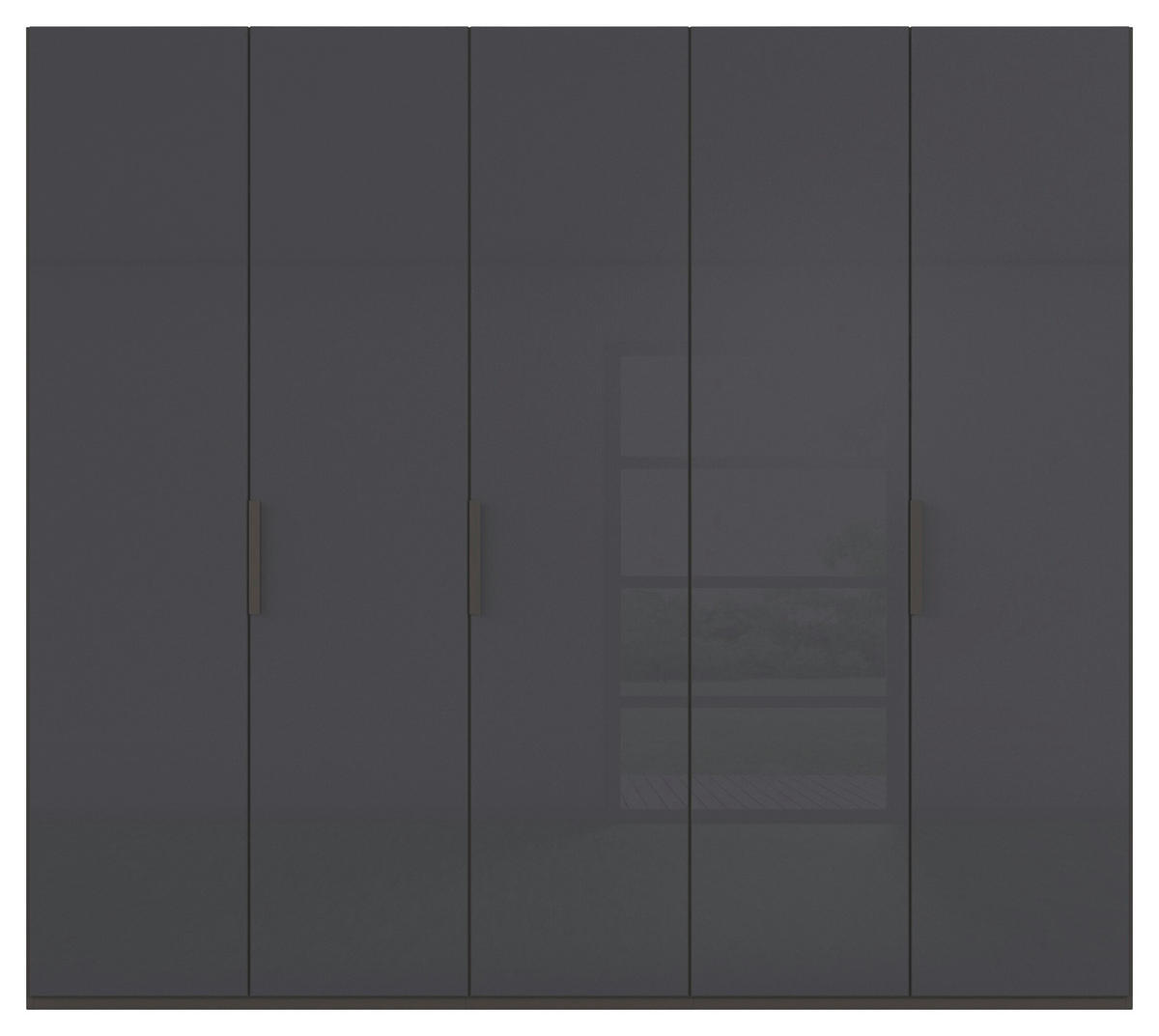DREHTÜRENSCHRANK 251/235/61 cm,  in Graphitfarben, 5-türig  - Graphitfarben, Basics, Glas/Holzwerkstoff (251/235/61cm) - Novel