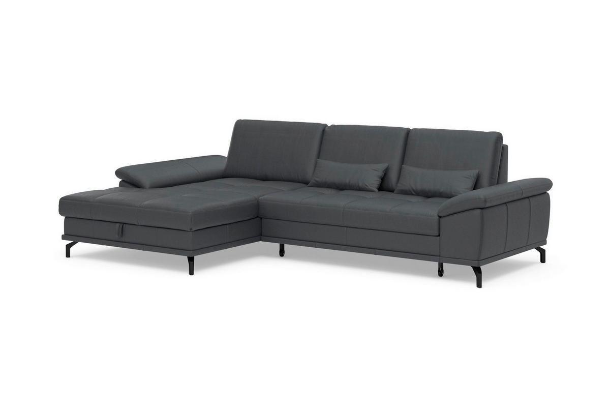 ROHOVÁ SEDAČKA, kůže, černá - černá, Basics, kov/kůže (176/301cm) - Sit & More