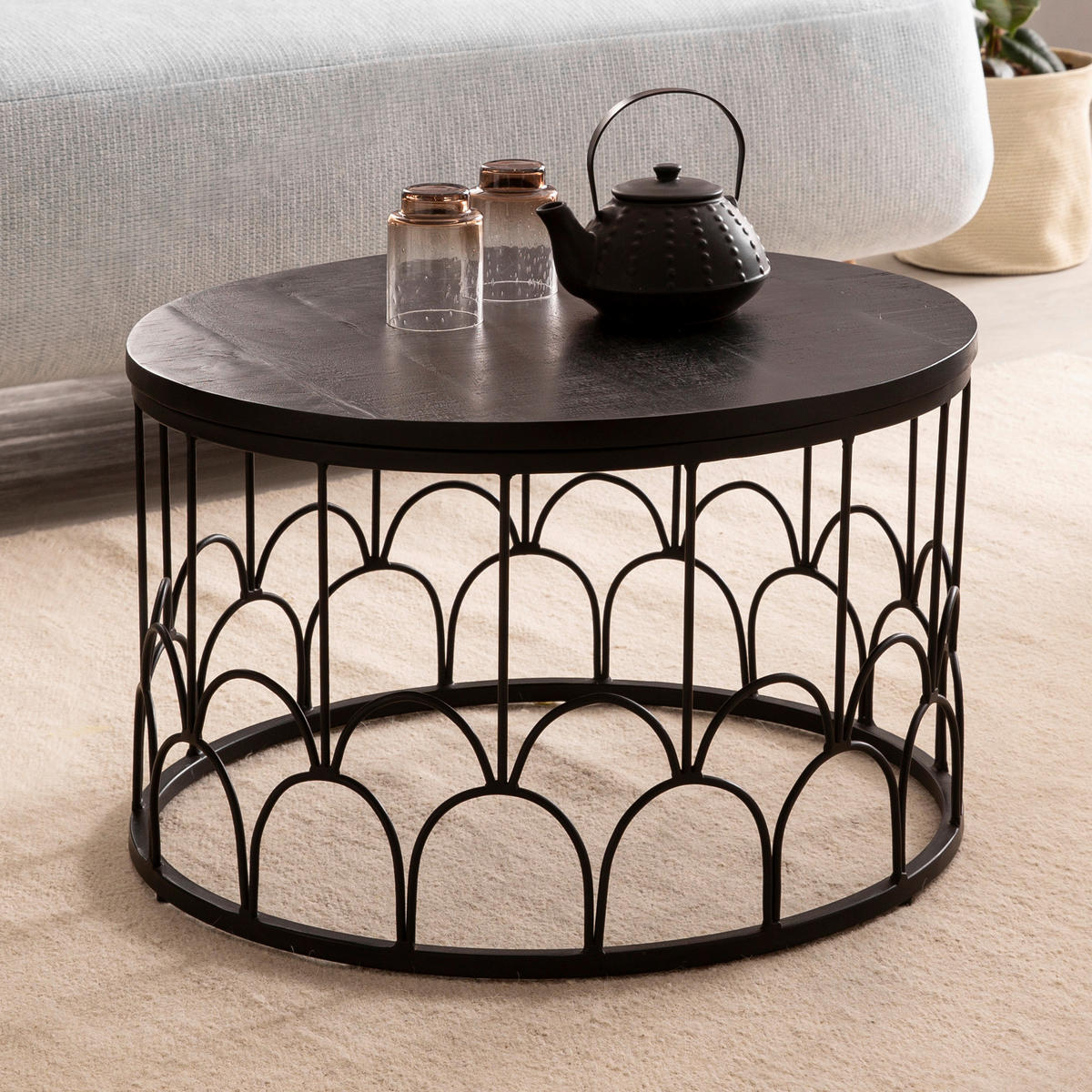 COUCHTISCH in Holz  - Schwarz, Design, Holz/Metall (60/36cm) - MID.YOU