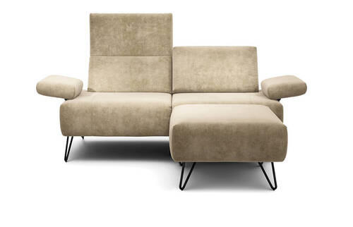 2-SITZER-SOFA in Samt Naturfarben  - Schwarz/Naturfarben, Design, Textil/Metall (164-194/85/86-94cm) - SENSOO
