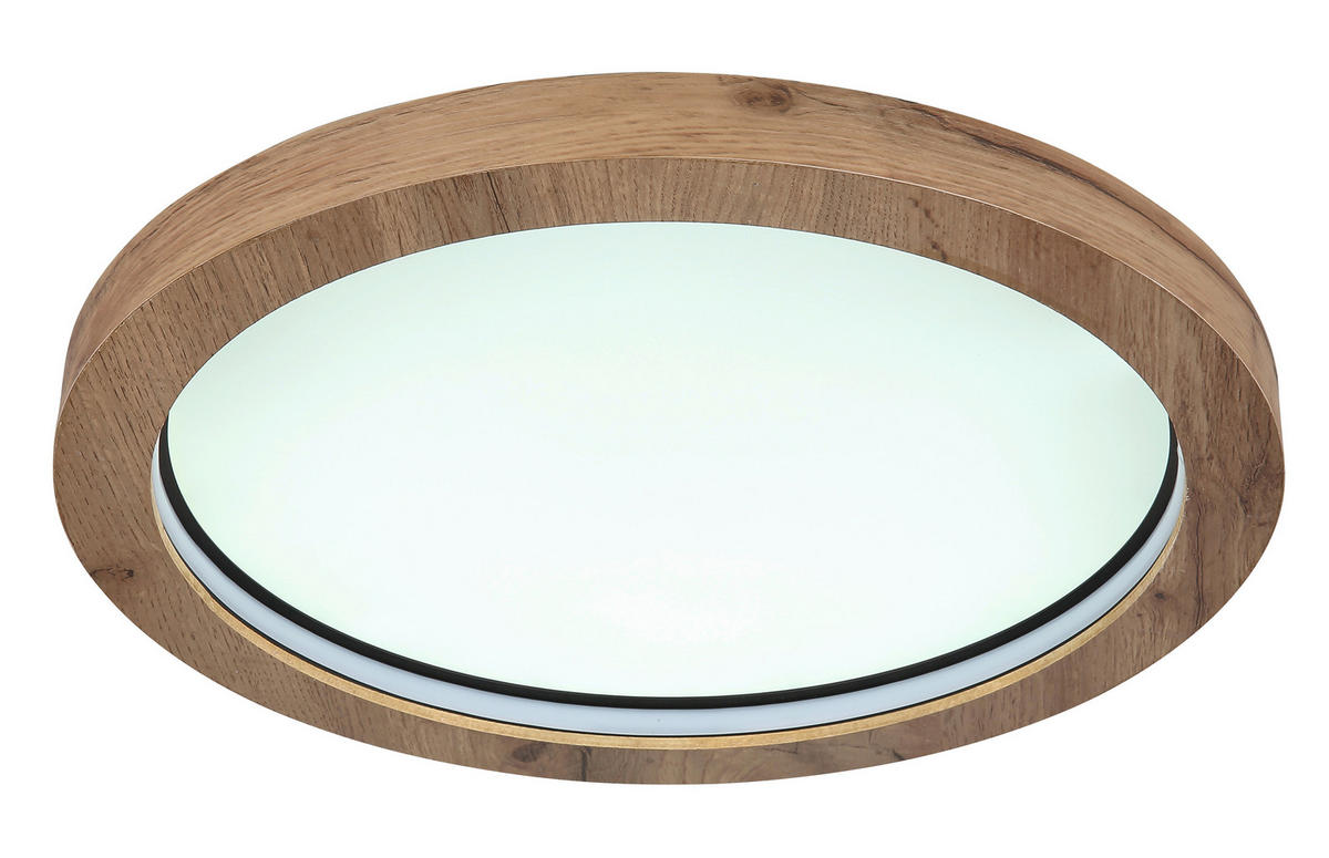 LED-DECKENLEUCHTE 24 W  40/6,5 cm    - Dunkelbraun/Opal, Natur, Holzwerkstoff/Kunststoff (40/6,5cm) - Globo