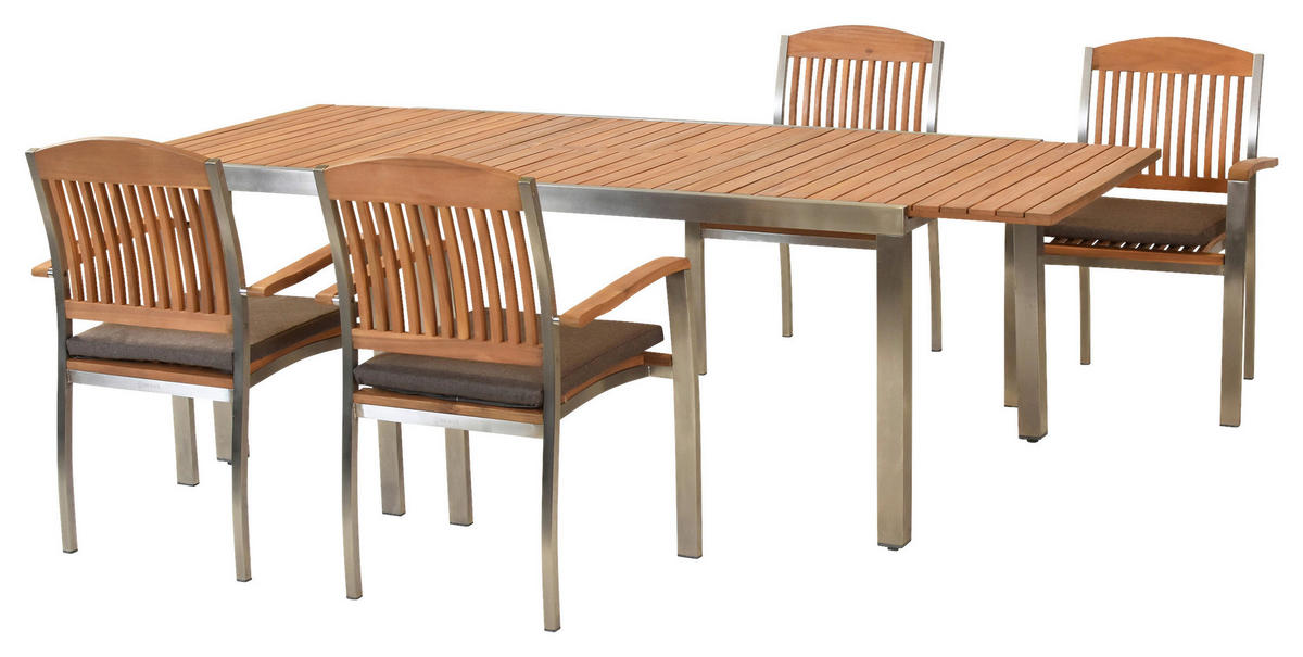 GARTENSET 9-teilig  - Silberfarben/Naturfarben, MODERN, Holz/Textil - Gardenson