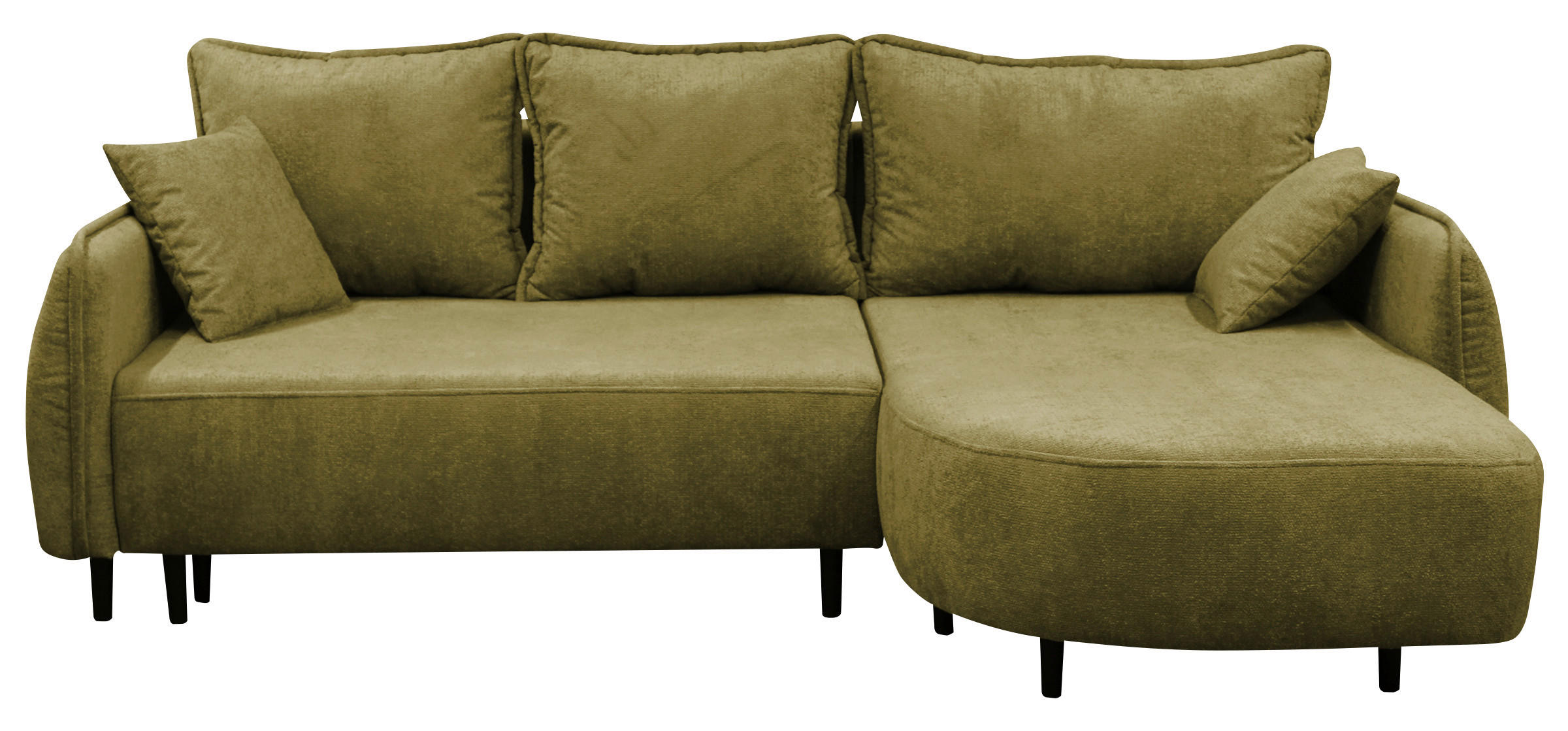 ECKSOFA MURANO Grün Chenille Zierkissen, Rückenkissen, Bettkasten  - Schwarz/Grün, Design, Holz/Textil (242/167cm) - MID.YOU