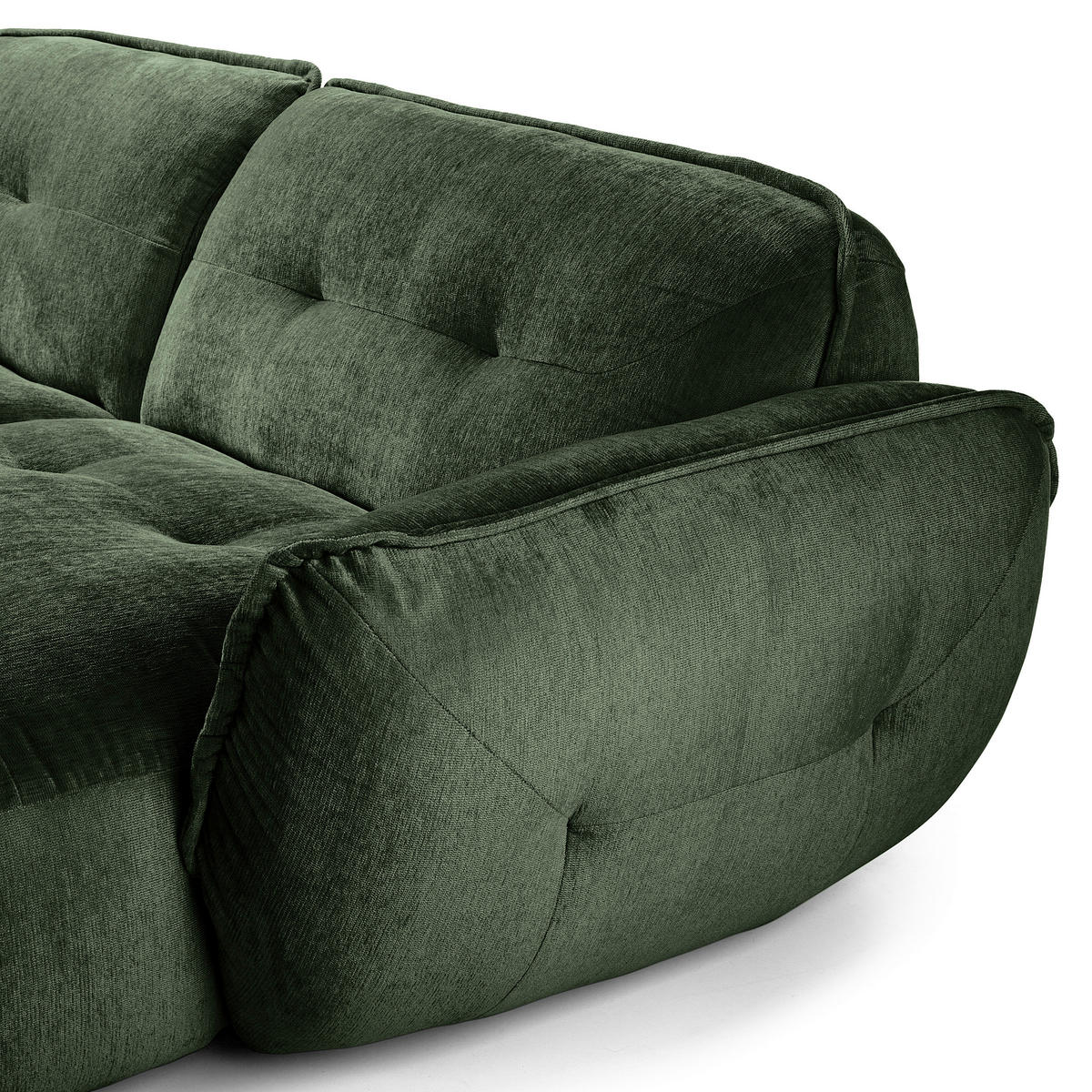 ECKSOFA in Chenille Dunkelgrün  - Dunkelgrün/Schwarz, Modern, Kunststoff/Textil (269/184cm) - Trendmanufaktur