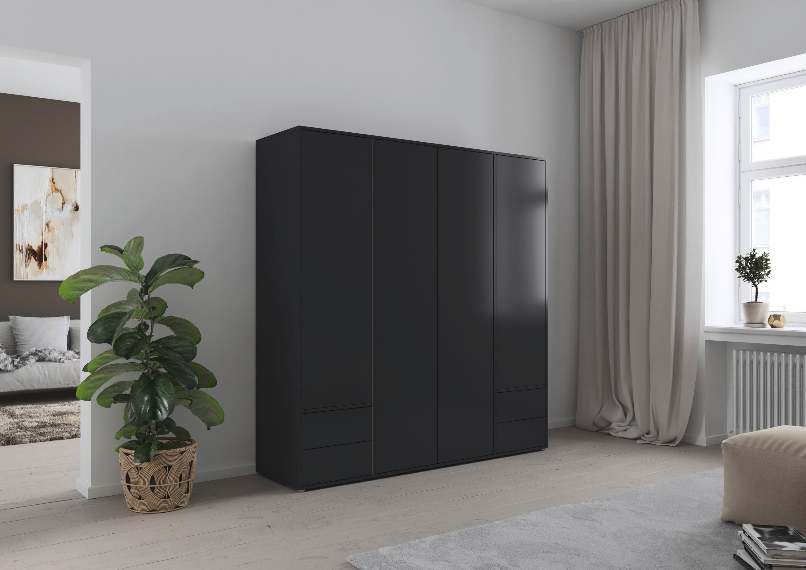 DREHTÜRENSCHRANK 187/194/53 cm 4-türig Grau  - Grau, MODERN, Holzwerkstoff (187/194/53cm) - Rauch Möbel