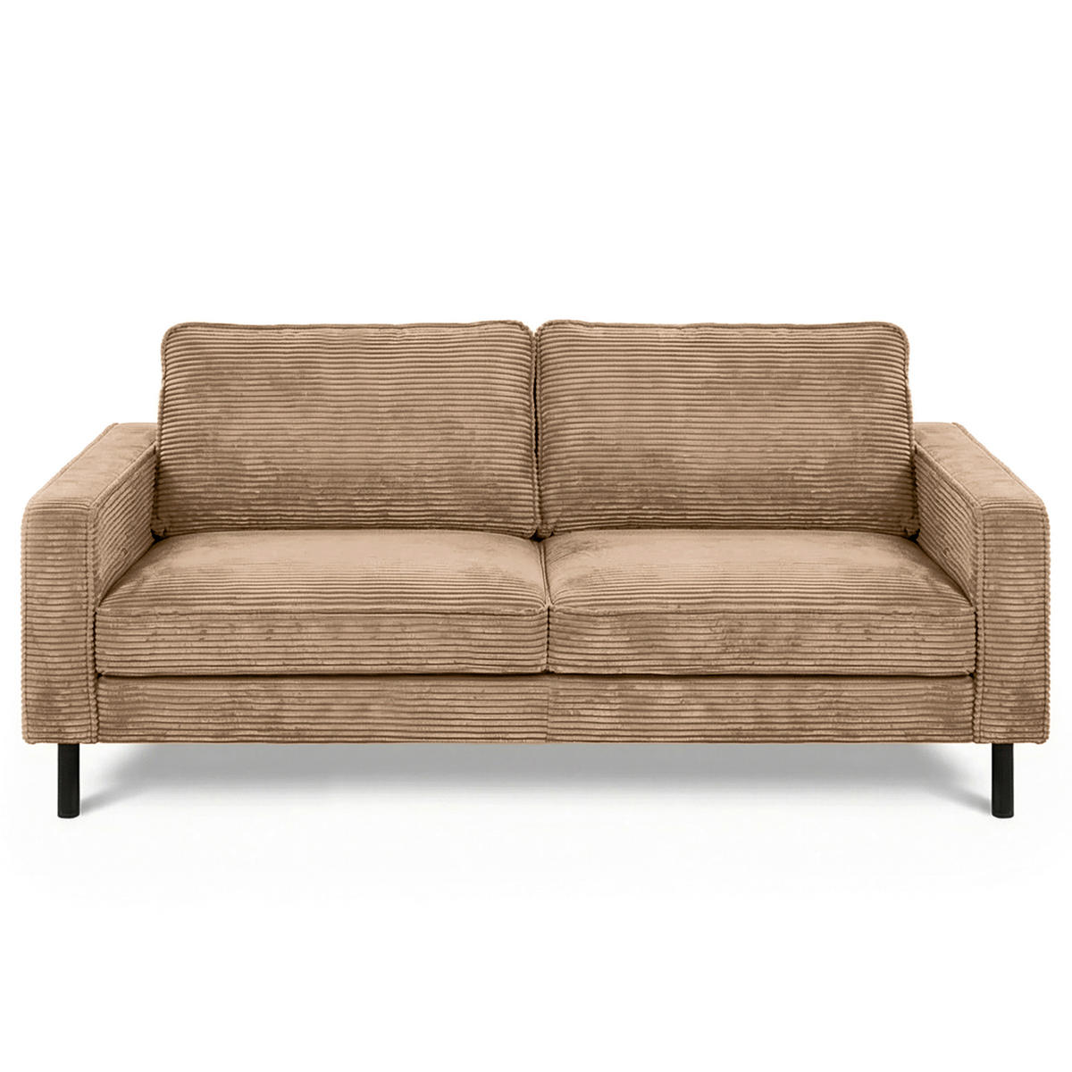 3-SITZER-SOFA Cord Hellbraun  - Hellbraun/Schwarz, Design, Textil/Metall (188/85/92cm) - Livetastic