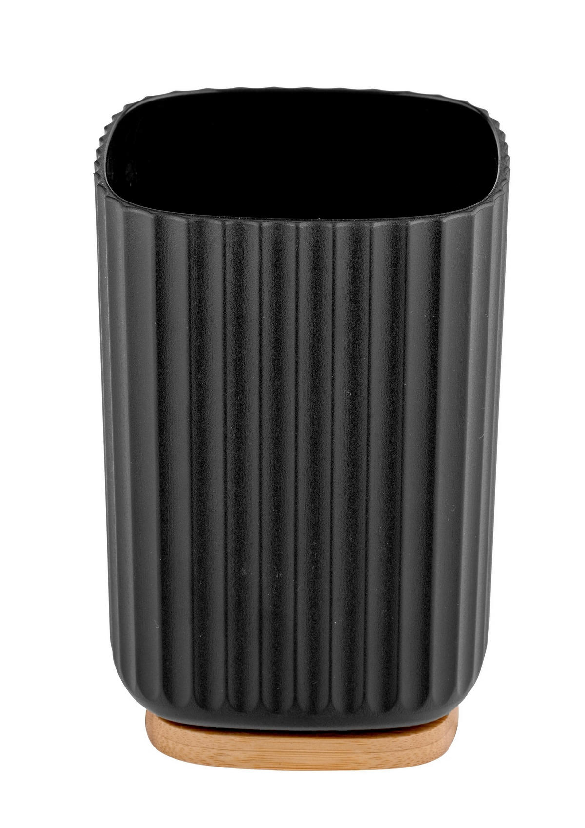 ZAHNPUTZBECHER  - Schwarz/Naturfarben, Basics, Naturmaterialien/Kunststoff (8,5/11/8,5cm) - Wenko