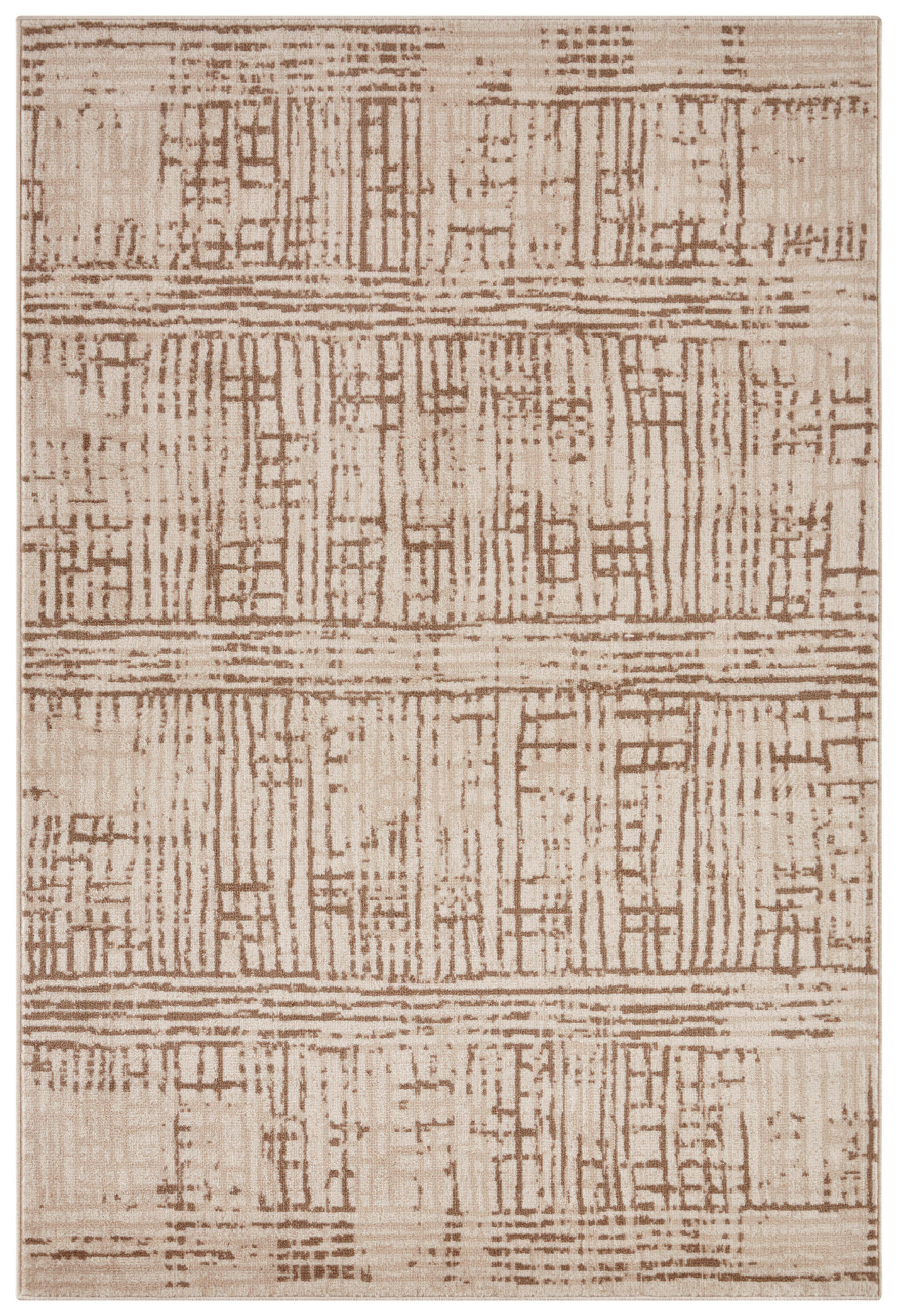 FLACHWEBETEPPICH  Wohnzimmer 120/170 cm Terrain Braun, Creme rechteckig  - Creme/Braun, Design, Kunststoff/Textil (120/170cm) - Hanse Home
