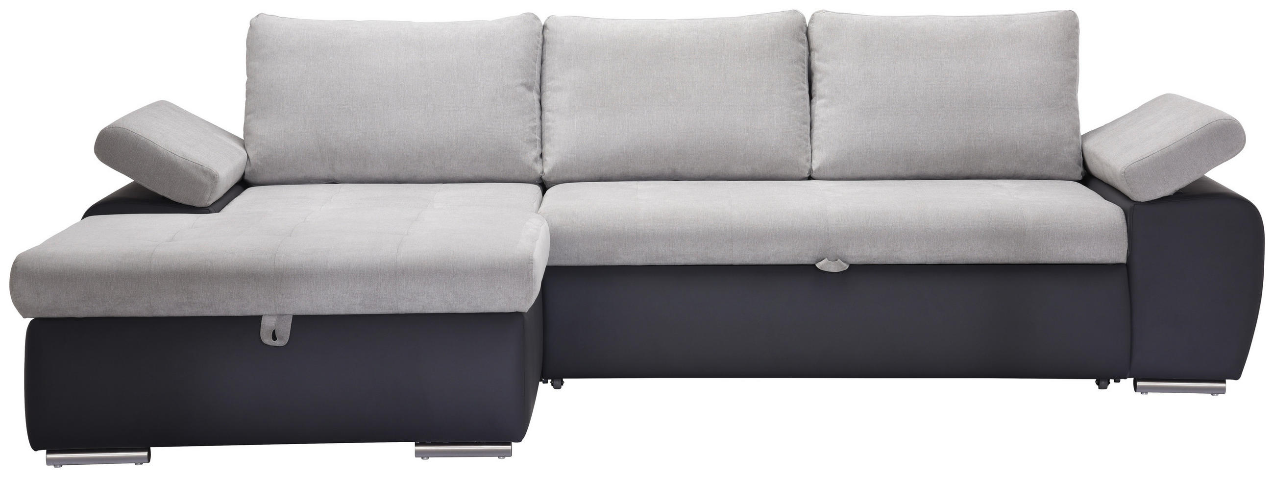 ECKSOFA Grau, Dunkelgrau Flachgewebe  - Dunkelgrau/Grau, Design, Kunststoff/Textil (175/271cm) - MID.YOU