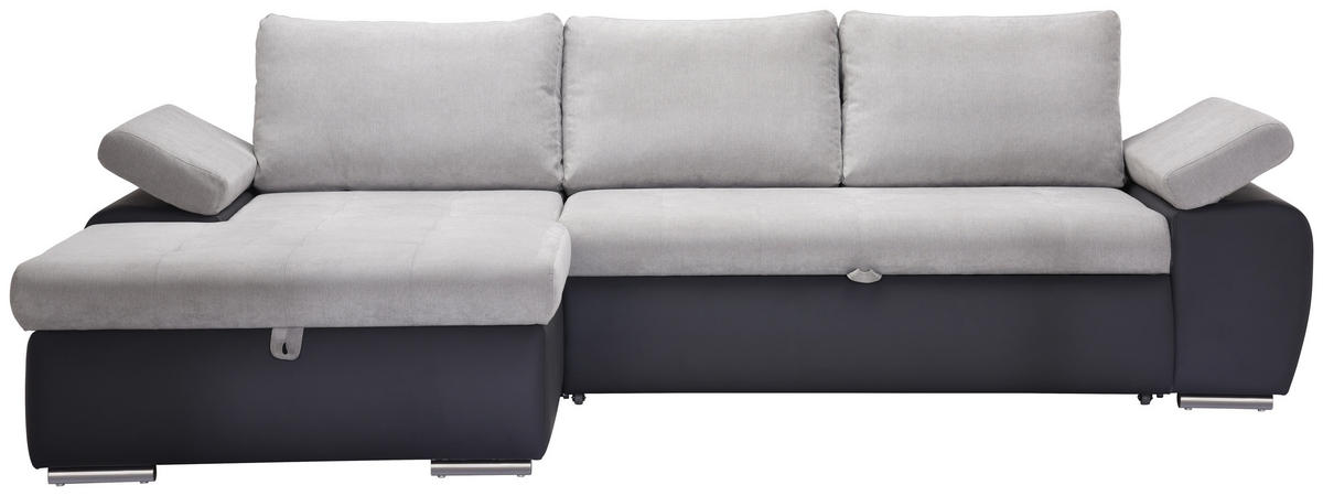 ECKSOFA in Flachgewebe Grau, Dunkelgrau  - Dunkelgrau/Grau, Design, Kunststoff/Textil (175/271cm) - MID.YOU