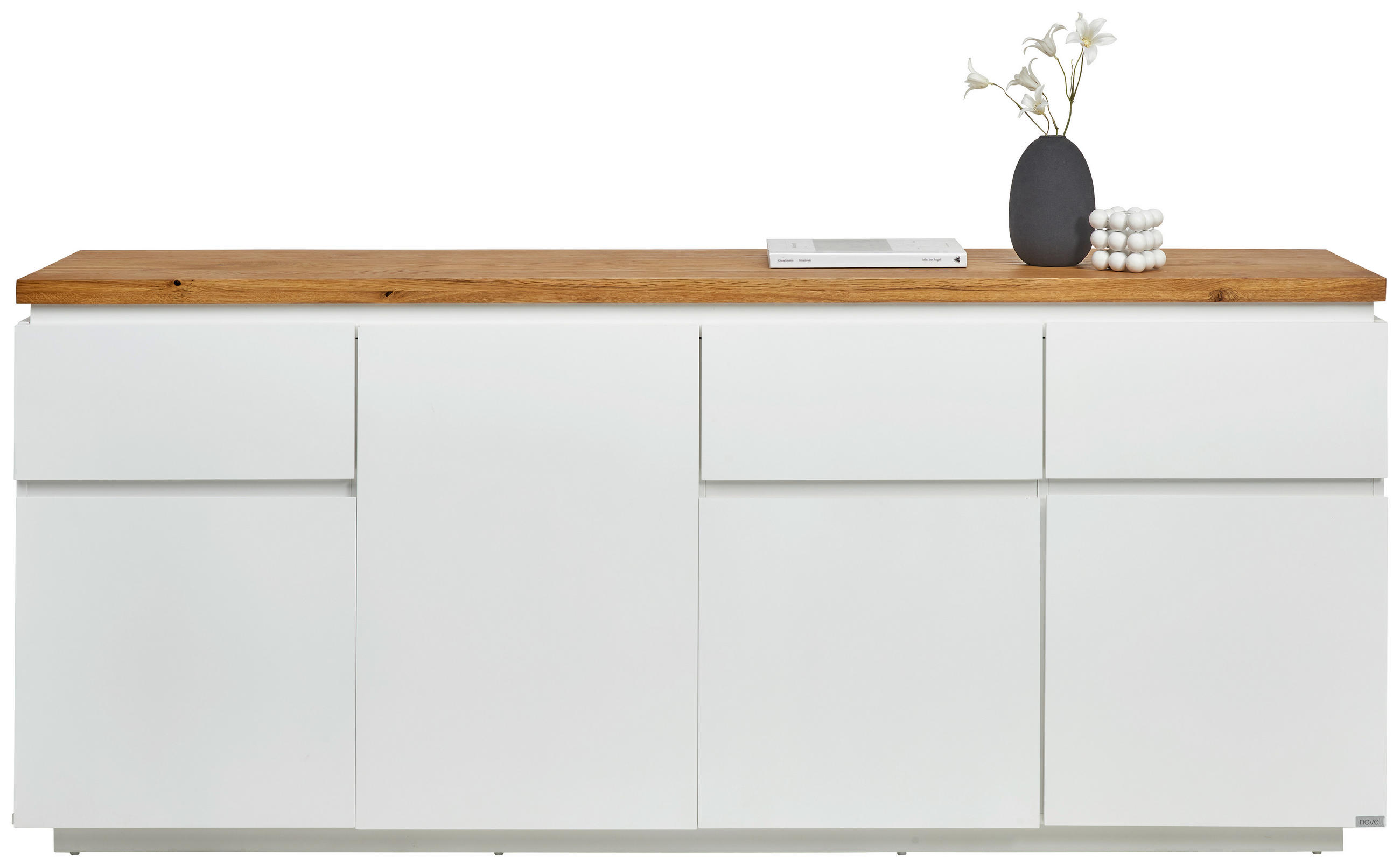 SIDEBOARD  in 195/82/42 cm  - Eichefarben/Weiß, KONVENTIONELL, Holz/Holzwerkstoff (195/82/42cm) - Novel