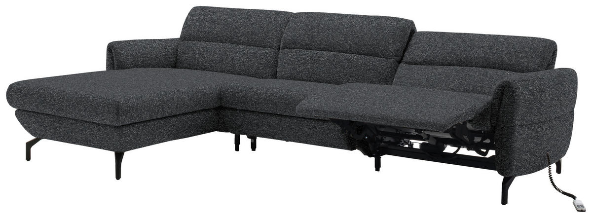 ECKSOFA Graphitfarben Chenille  - Schwarz/Graphitfarben, Design, Textil/Metall (187/299cm) - Schöner Wohnen