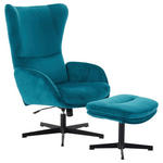 RELAXSESSELSET Samt    - Petrol/Schwarz, Design, Textil/Metall (70/109/86cm) - Hom`in