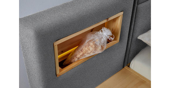 BETT 180/200 cm in Zirbelkieferfarben, Hellgrau - Zirbelkieferfarben/Hellgrau, Natur, Holz/Textil (180/200cm) - Valnatura