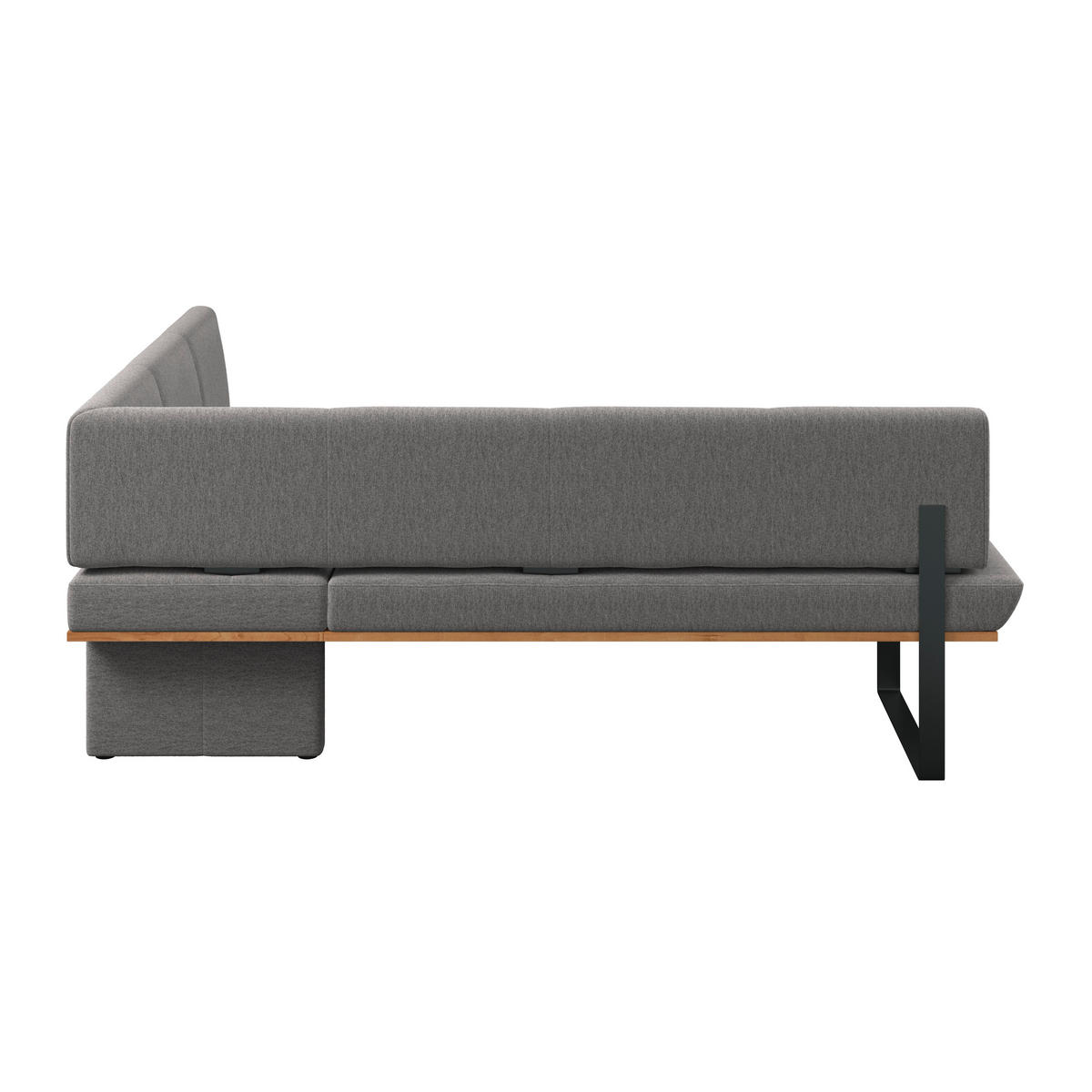 ECKBANK 225/175 cm Webstoff Grau Eiche vollmassiv   - Schwarz/Grau, MODERN, Holz/Textil (225/175cm) - Livetastic