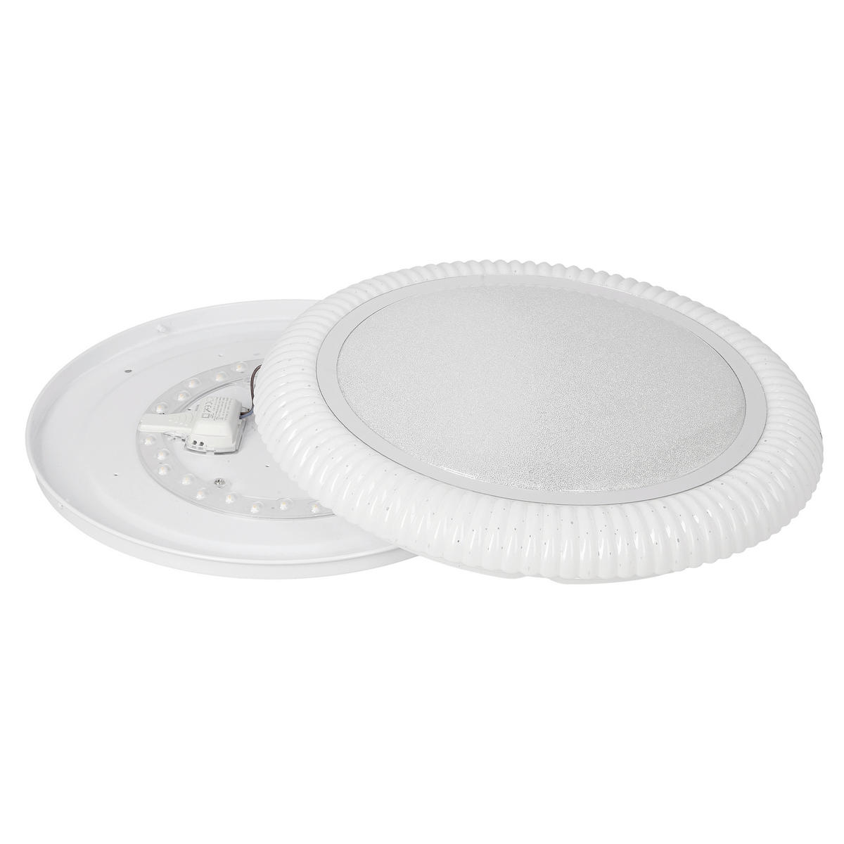 LED-DECKENLEUCHTE 38/38/7 cm   - Chromfarben/Weiß, KONVENTIONELL, Kunststoff/Metall (38/38/7cm)