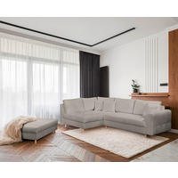ECKSOFA inkl. Hocker Ariella Grau Bouclé  - Naturfarben/Grau, Design, Holz/Textil (161/231cm) - Livetastic