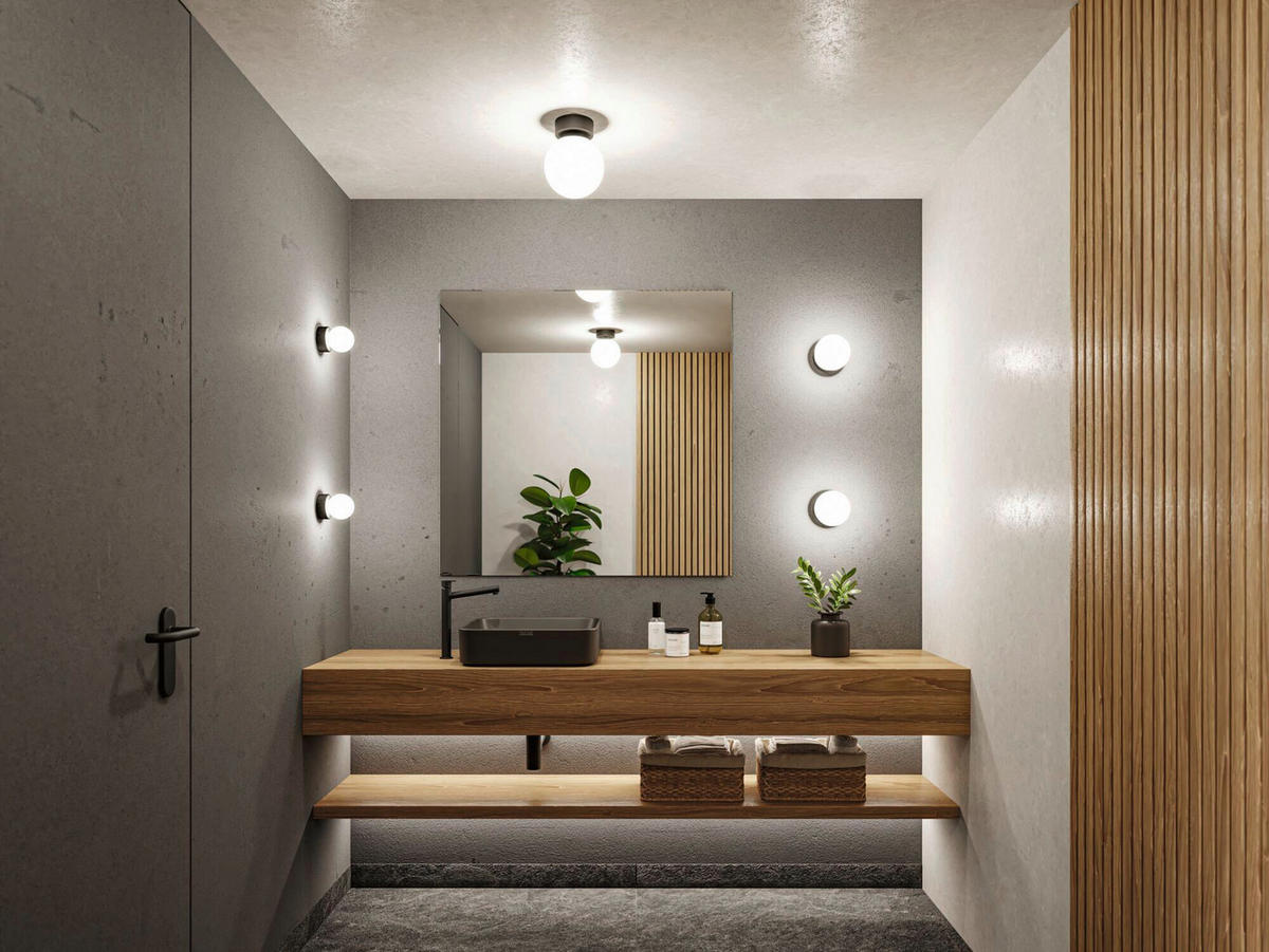 BADEZIMMER-DECKENLEUCHTE Gove 8,0/10,6 cm   - Schwarz/Weiß, Basics, Glas/Metall (8,0/10,6cm) - Paulmann