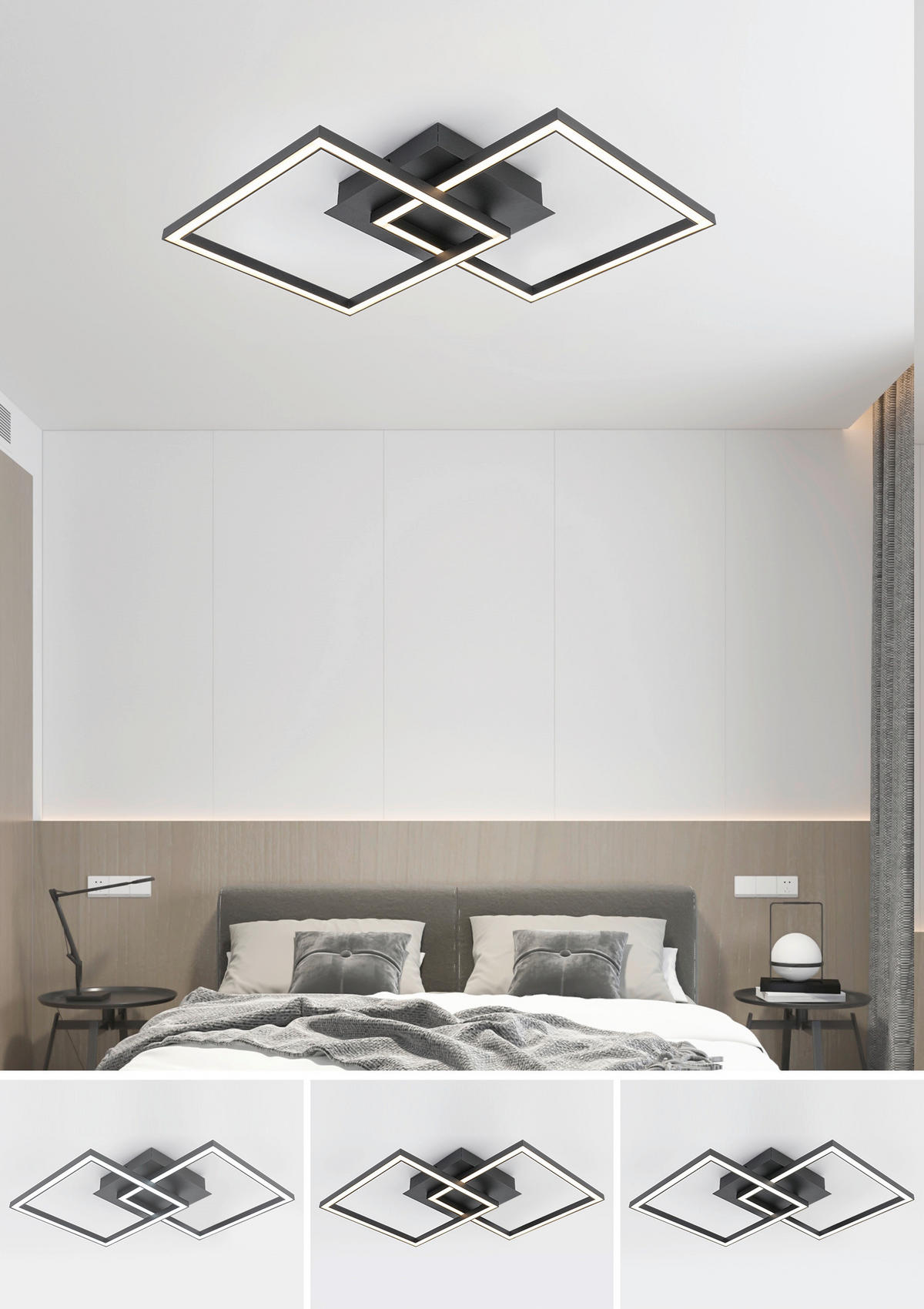 LED PLAFONJERA - bela/crna, Trendi, metal/plastika (53,2/33,4/7,5cm) - Boxxx