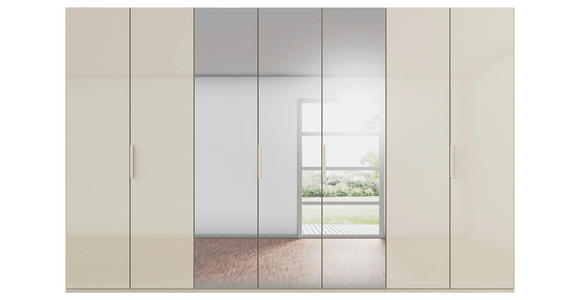 DREHTÜRENSCHRANK 350/223/61 cm,  in Champagner, 7-türig  - Champagner, Basics, Glas/Holzwerkstoff (350/223/61cm) - Novel