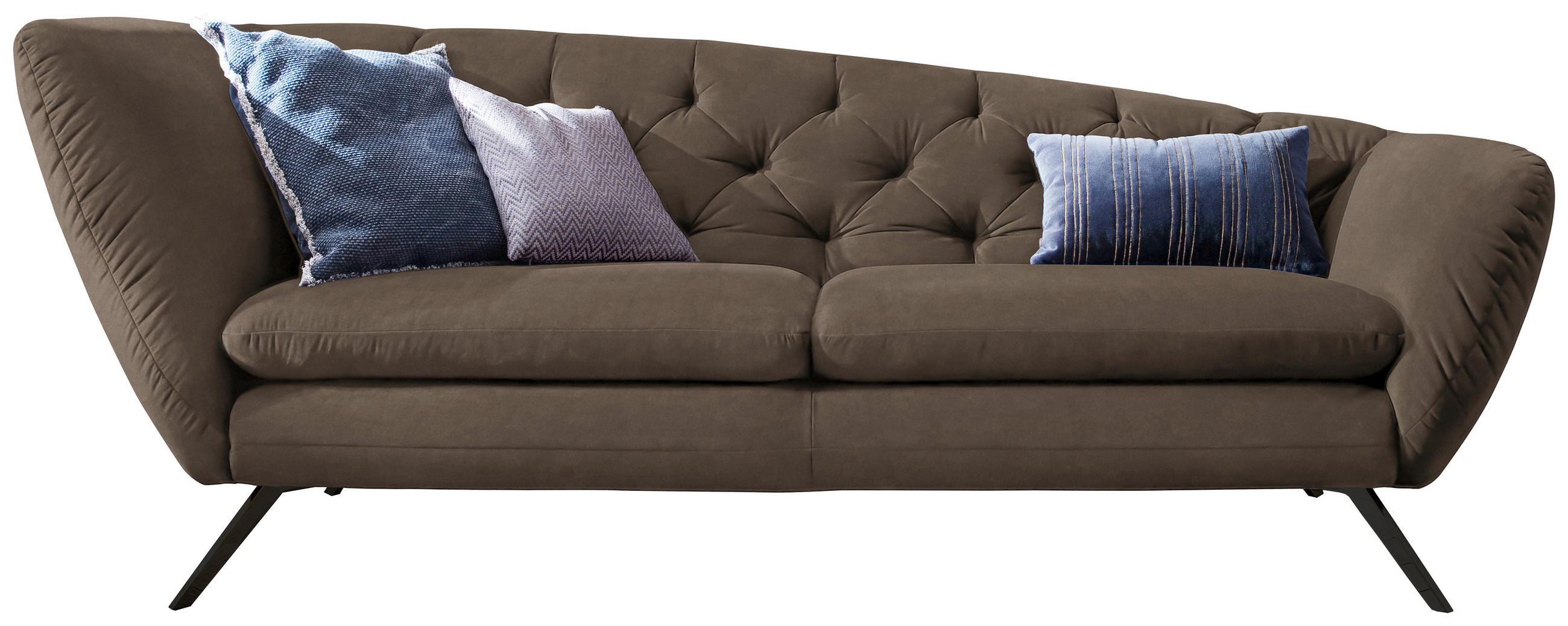 CHESTERFIELD-SOFA in Mikrofaser Hellbraun  - Hellbraun/Schwarz, Design, Textil/Metall (223/84/90cm) - Pure Home Lifestyle