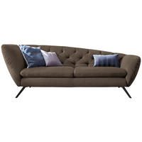 CHESTERFIELD-SOFA in Mikrofaser Hellbraun  - Hellbraun/Schwarz, Design, Textil/Metall (223/84/90cm) - Pure Home Lifestyle